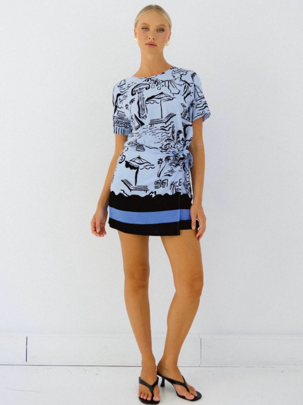 Paper Heart Alexandra Wrap Dress AU 8 / US 4 Small NWT Blue Graphic Mini